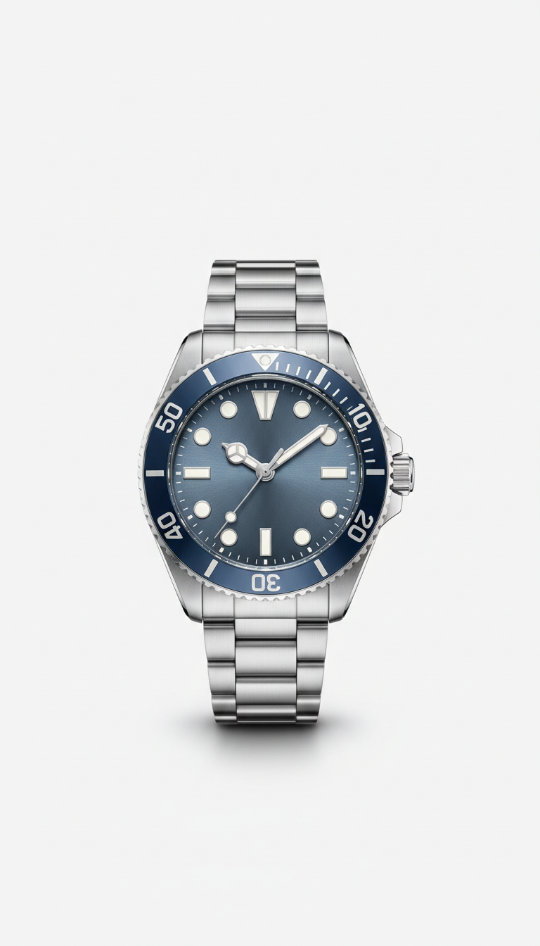 Dual-Tone Diver In Steel And Blue Ceramic