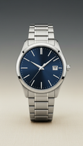 Stainless steel blue dial dress watch