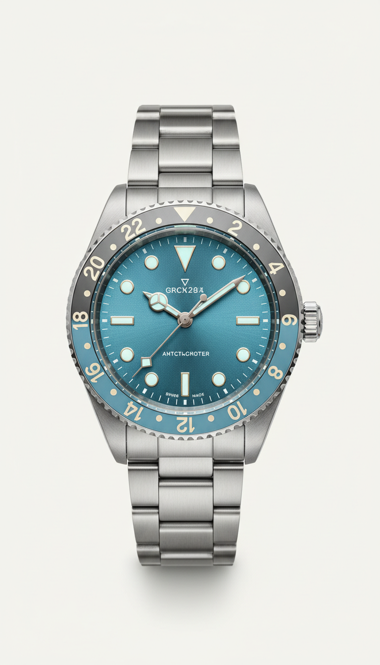 Classic Steel GMT With Arctic Blue Accents